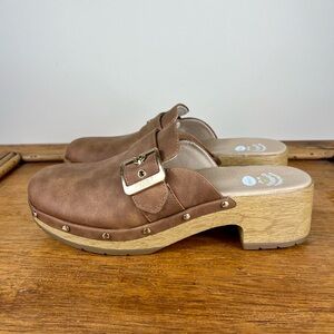 NEW Dr. Scholl’s Classic Faux Leather Clog Mules Size 8 Tan Brown